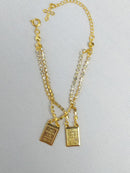 Pulseira Escapulário - Dourada com strass