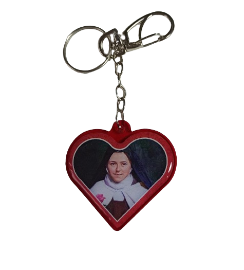 Chaveiro coração Santa Teresinha - Acrílico vermelho