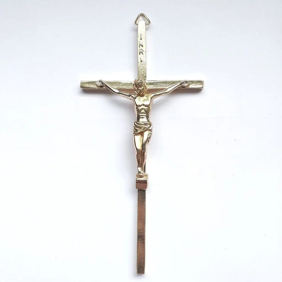 Cruz de parede de metal - dourada