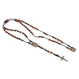 Colar Terço Mad N.S do Carmo e Sag Cor Jesus