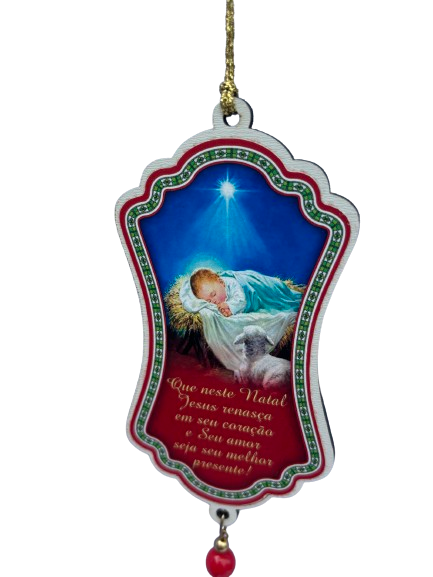 Adorno Natalino - Menino Jesus cordão dourado