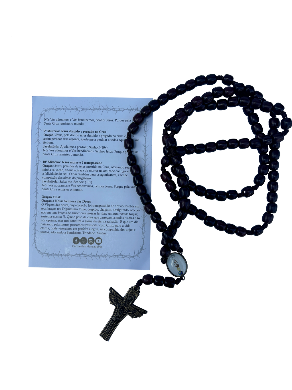 Terço de Cura e Libertação pelas Dores de Cristo - Contas Madeira com Encarte